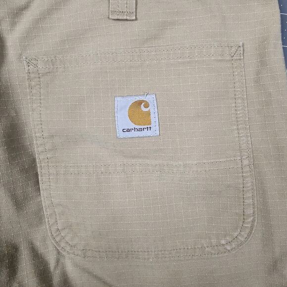 Carhartt Force Canvas Carpenter Shorts 36x11 Tan Ripstop Workwear Outdoors - Picture 9 of 13